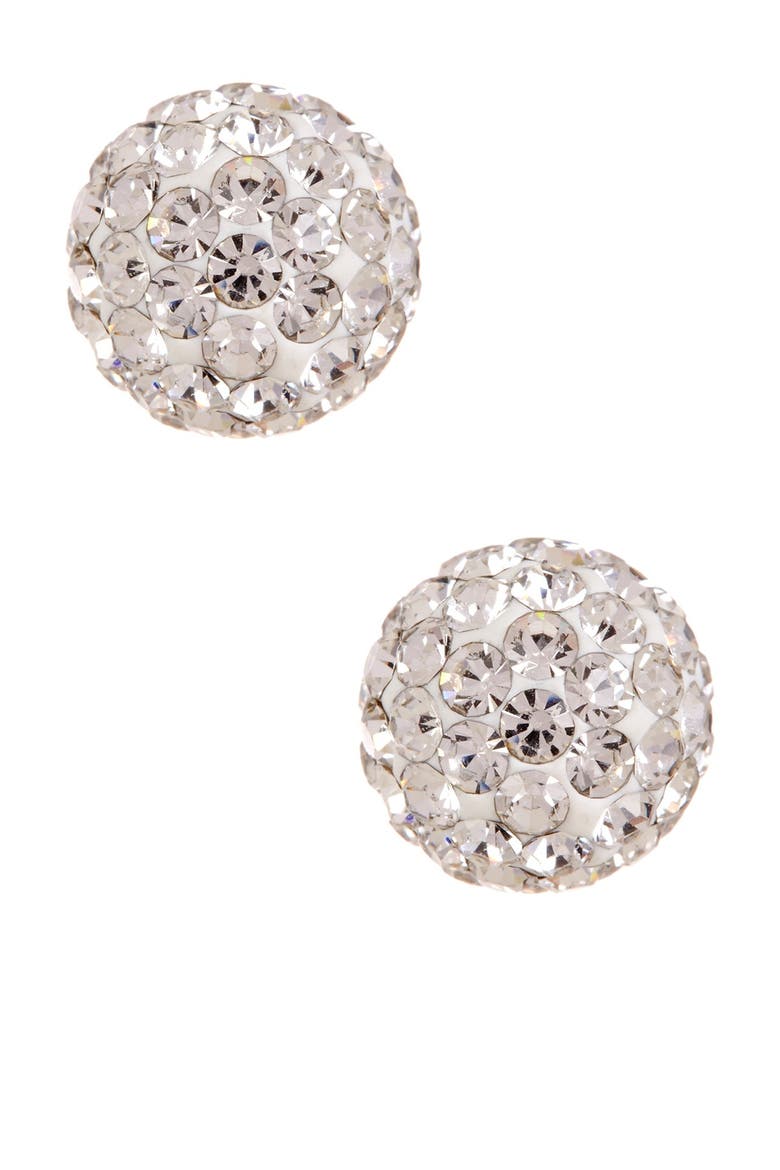 14K Yellow Gold Shiny Ball Crystal Stud Earrings, Main, color, yellow