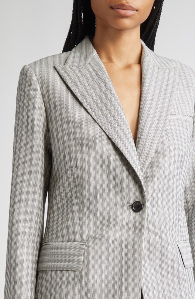 PARTOW Bow Textured Stripe Virgin Wool Blazer, Alternate, color, Light Grey Stripe