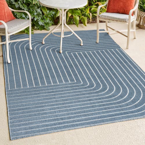 Jonathan Y Odense High-low Minimalist Angle Geometric Indoor/outdoor Area Rug In Dark Blue/cream