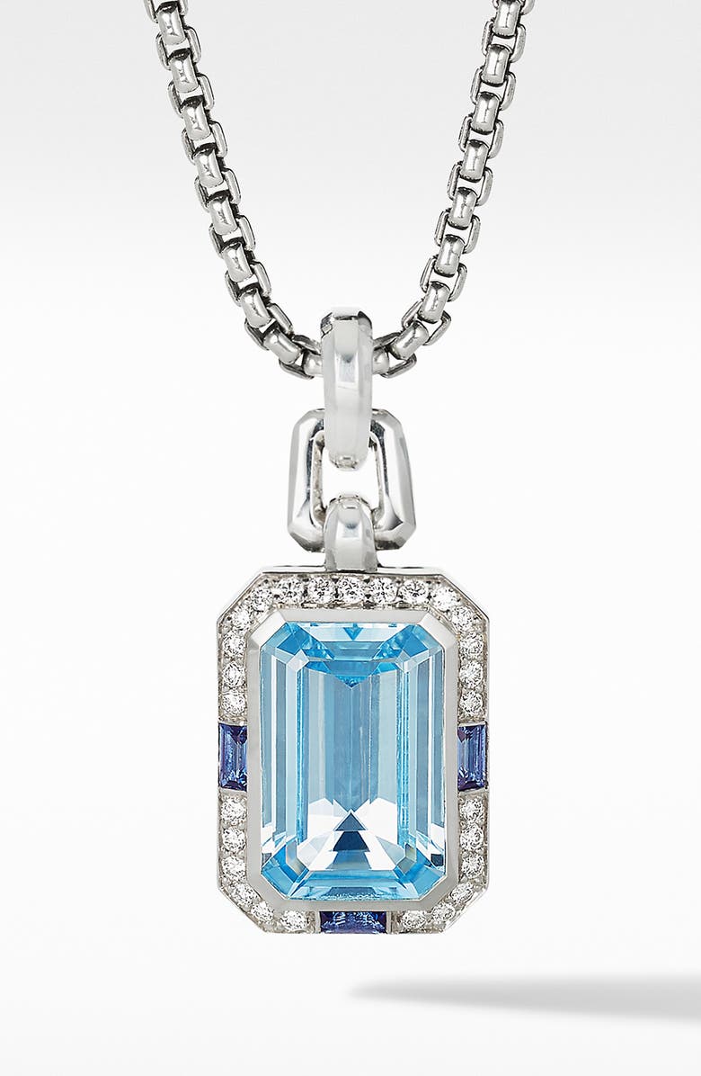 David Yurman Novella Pendant with Blue Topaz, Sapphires & Pavé Diamonds, Main, color, 