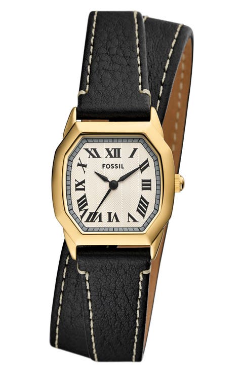 Harlow Double Wrap Leather Strap Watch, 27mm