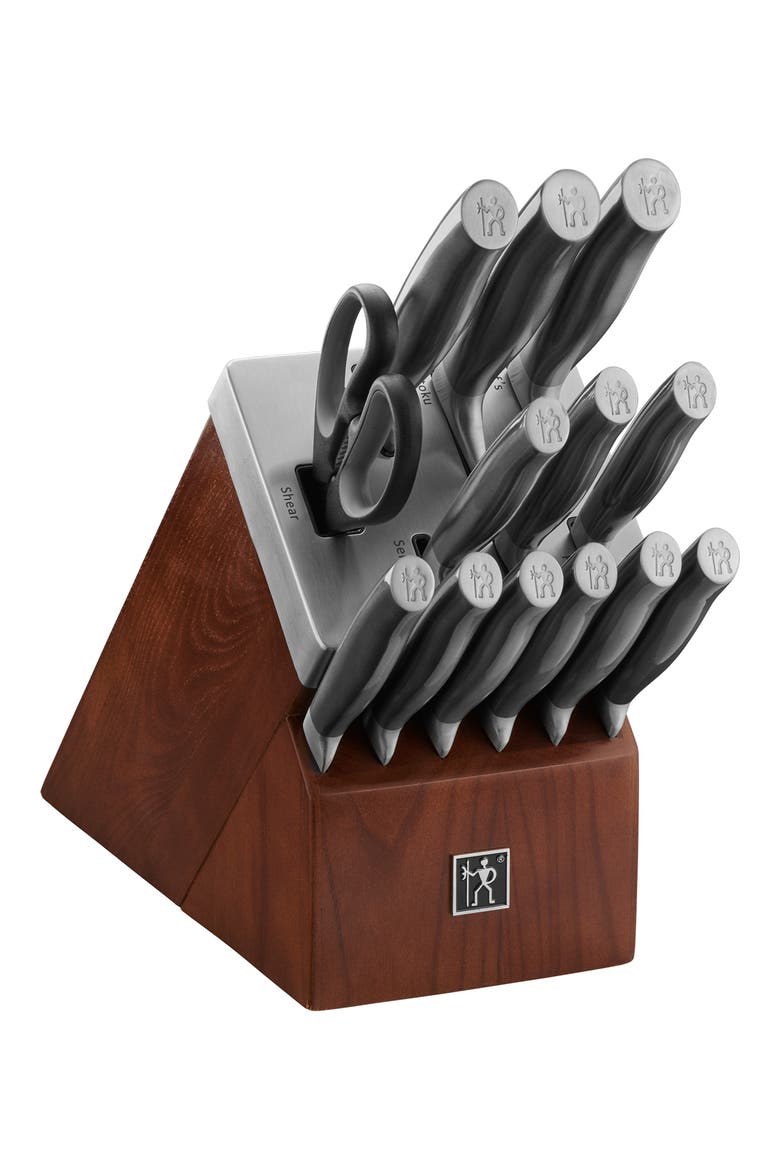 Graphite Stainless Steel Knife Block 14-Piece Set, Main, color, SILVER
