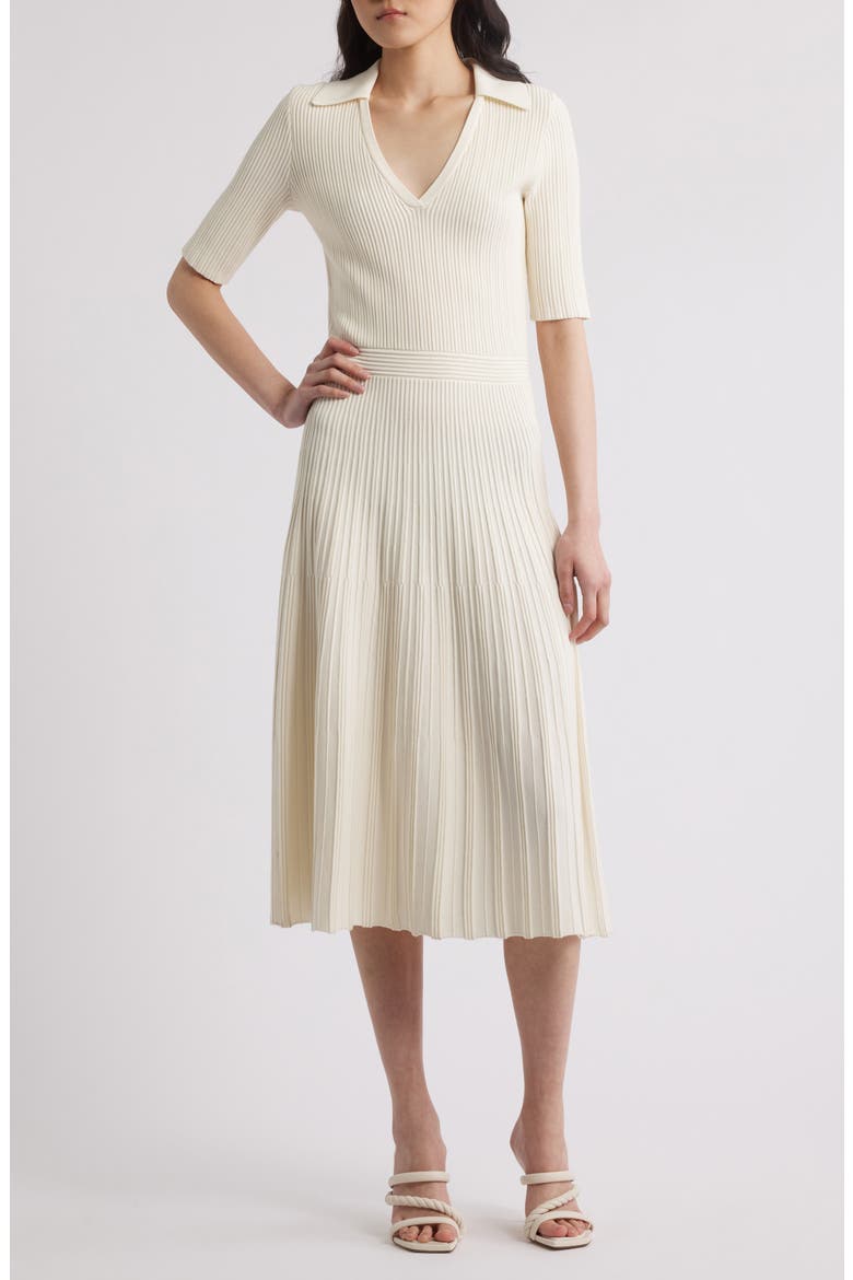 Fracie Rib Midi Dress, Main, color, OPEN WHT