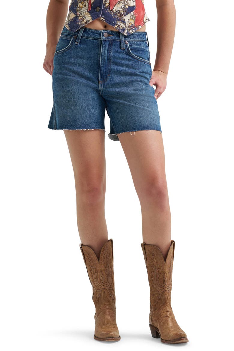 Cowboy High Waist Denim Cutoff Shorts, Main, color, SUMMER HAZE