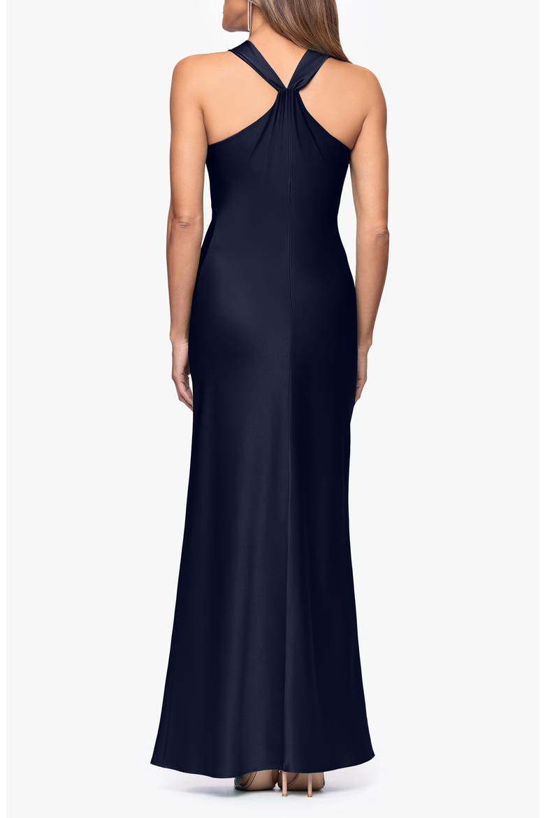 Cowl Neck Satin Gown, Alternate, color, NAVY