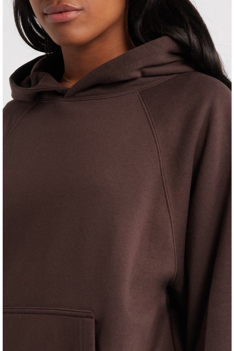 Fleece Detail Oversize Raglan Hoodie, Alternate, color, BROWN COFFEE