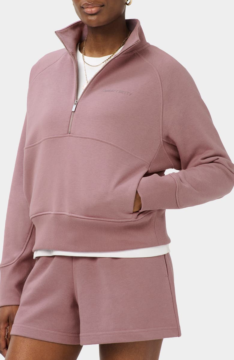 Sweaty Betty Revive Half Zip Sweatshirt, Alternate, color, Duskberry Purple