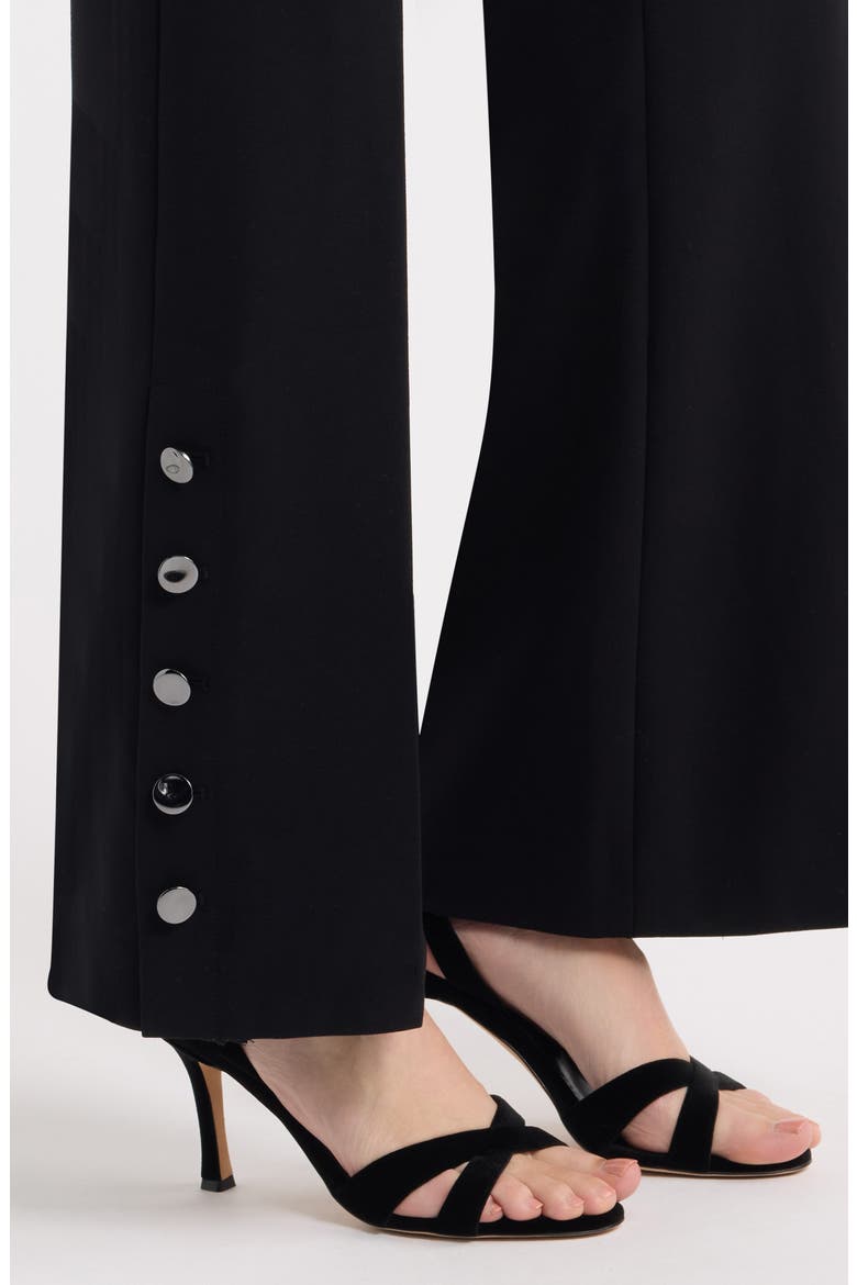 High Waist Rivet Hem Wide Leg Pants, Alternate, color, ANNE BLACK
