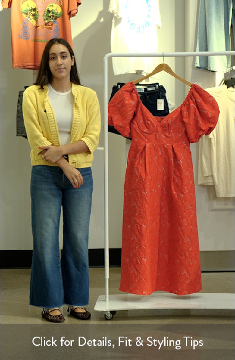 Maria Jacquard Puff Sleeve Midi Dress, sales video thumbnail