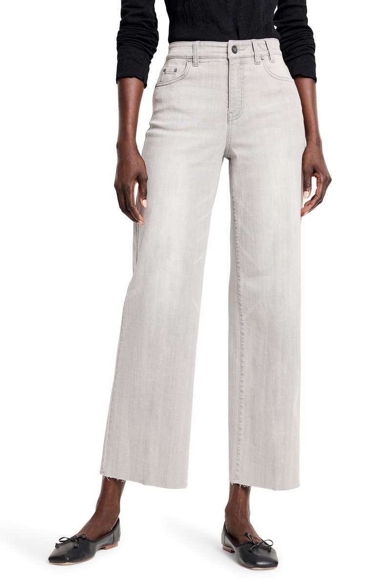 NIC+ZOE Weekend Raw Hem Wide Leg Jeans, Main, color, Mercury
