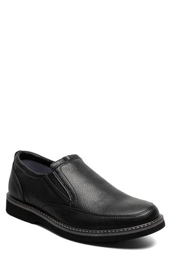 Nunn Bush Ashton Moc Toe Slip-on Loafer In Black Tumble