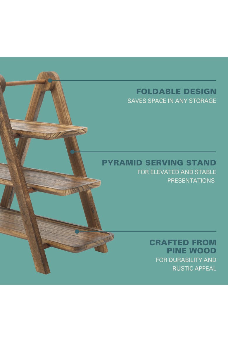 Truss Peak 4-Piece Acacia Wood Cupcake Display Stand Set, Alternate, color, Natural
