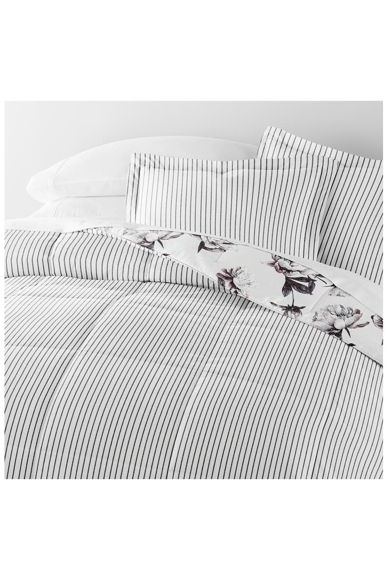 Magnolia Stripe Reversible 3-Piece Comforter Set, Alternate, color, GRAY