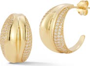 CHLOE AND MADISON Double Row Pavé Cubic Zirconia Hoop Earrings