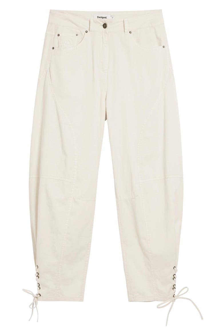 Lace Up Hem Denim Pants, Alternate, color, LIGHT BEIGE