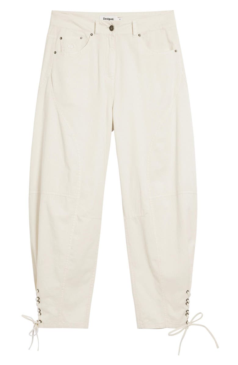 Desigual Lace Up Hem Denim Pants, Alternate, color, Light Beige