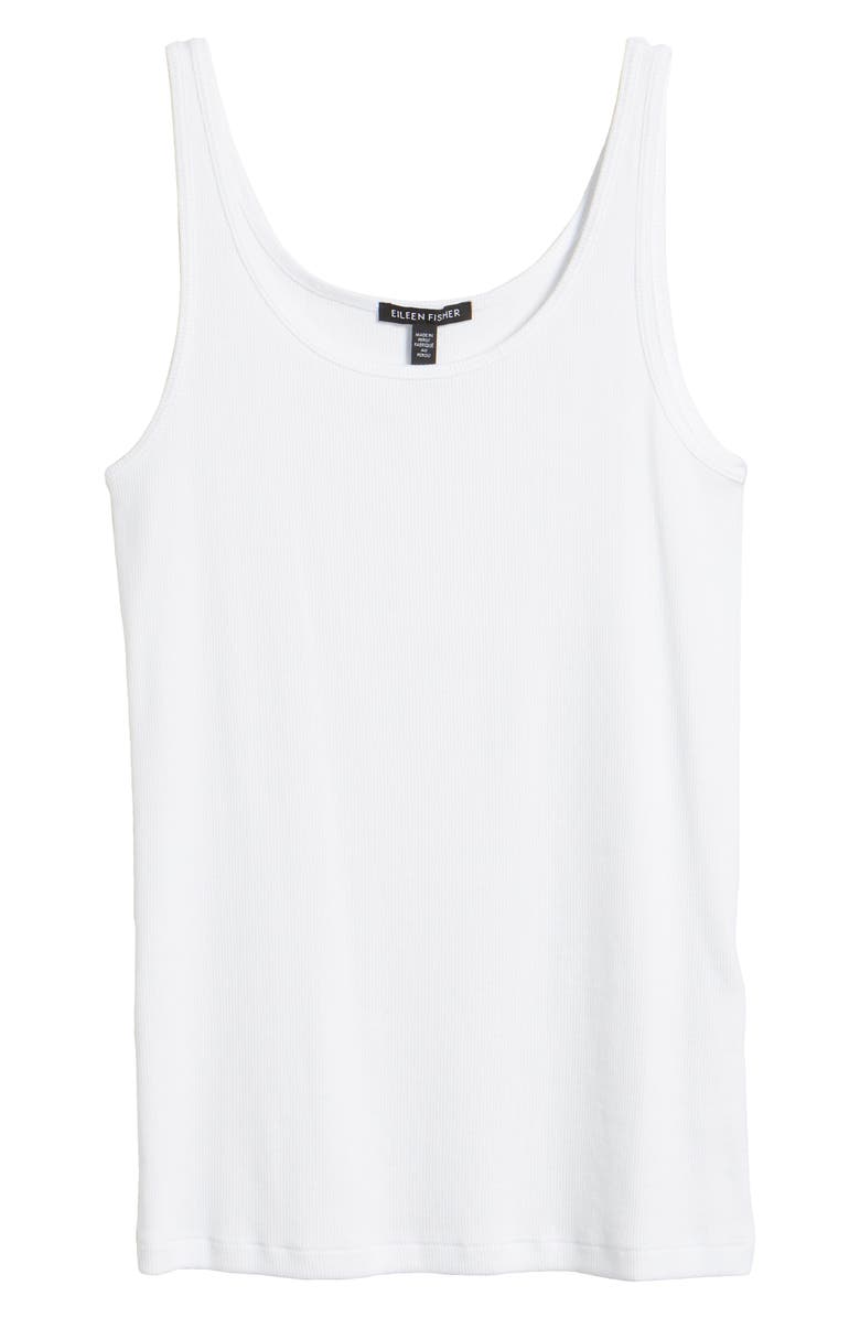 Eileen Fisher Stretch Organic Cotton Tank, Alternate, color, White