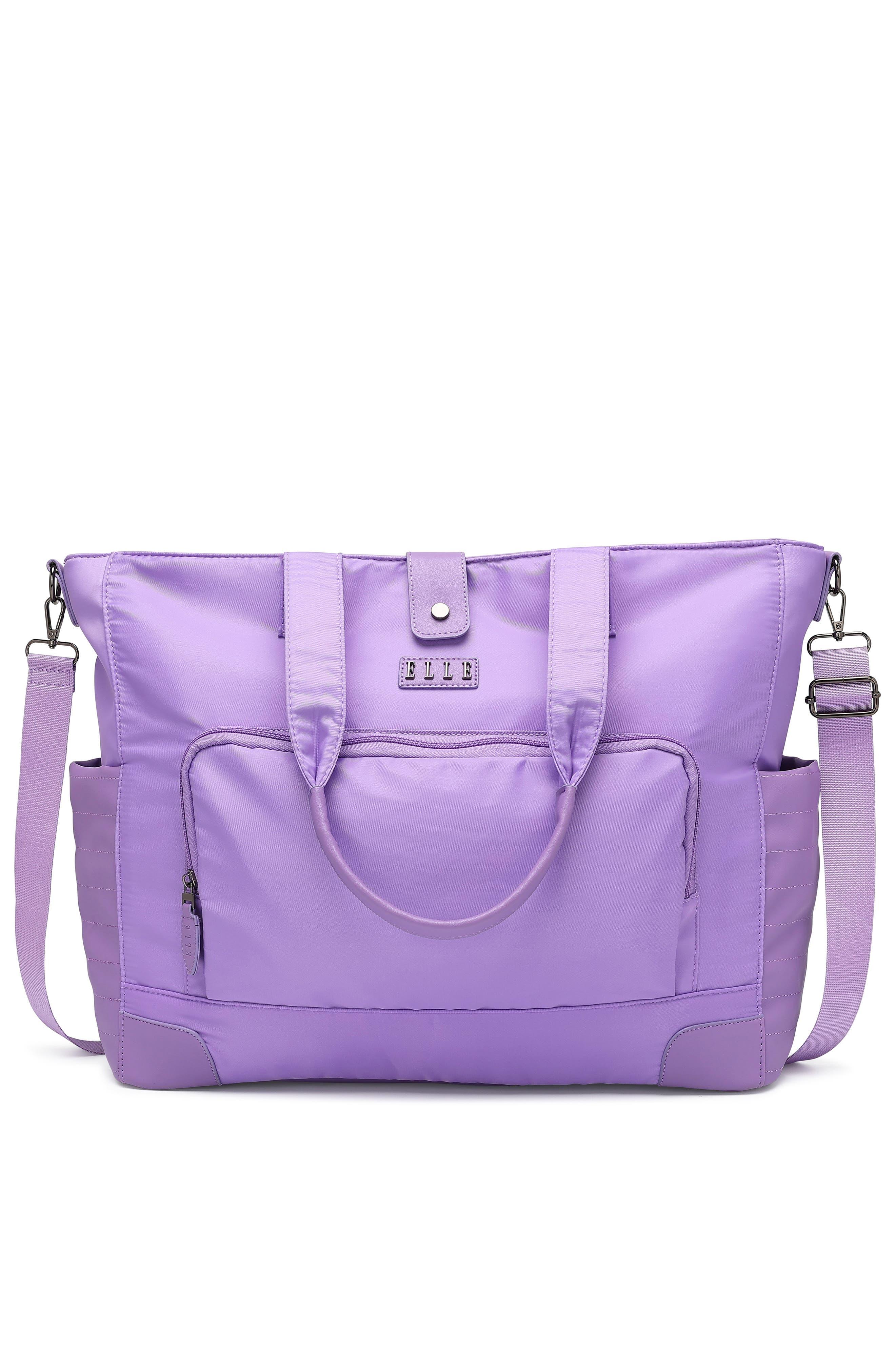 Voyage 25L Twill and Vegan Leather Weekender Duffel Bag, Alternate, color, Lavender