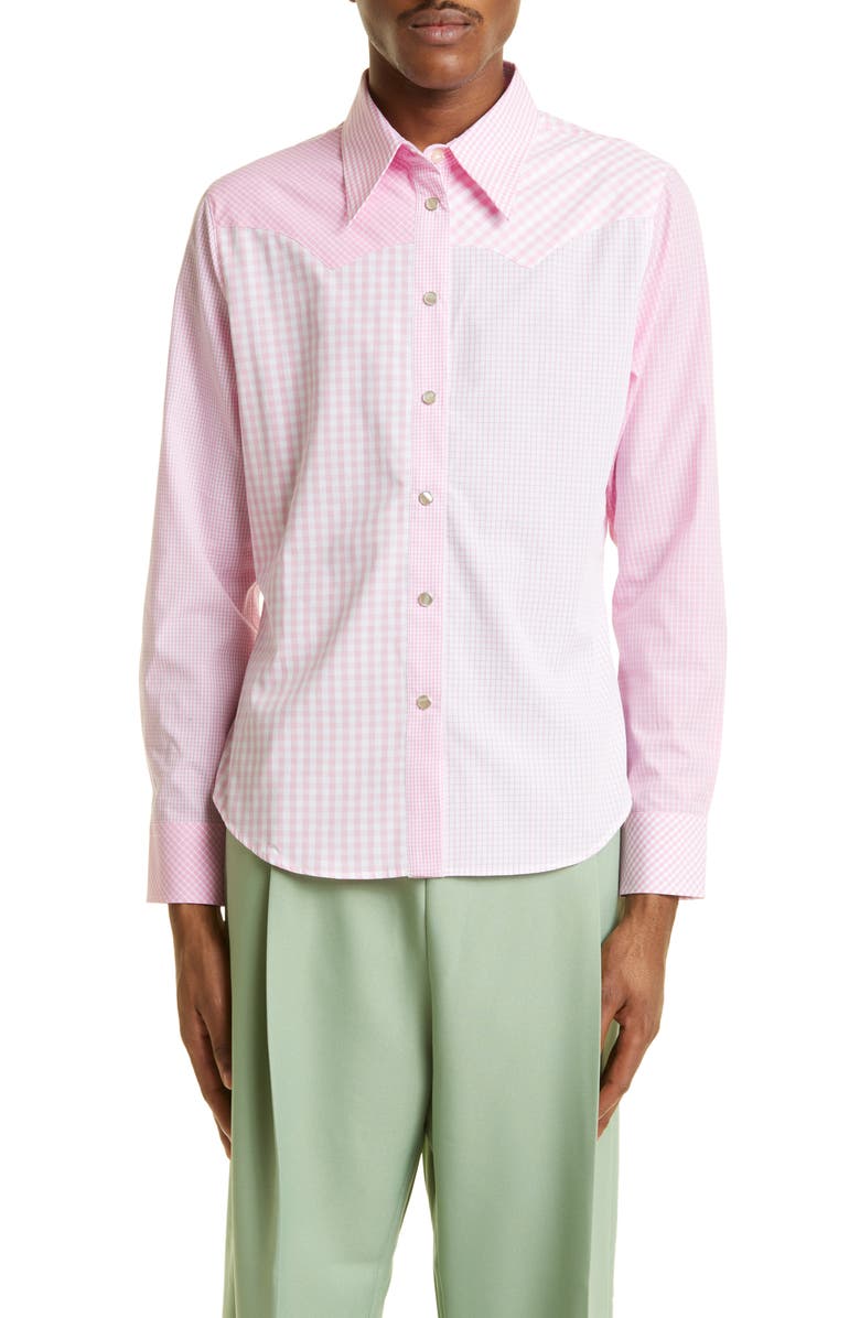 STOCKHOLM SURFBOARD CLUB Ulla Patchwork Snap-Up Shirt, Main, color,