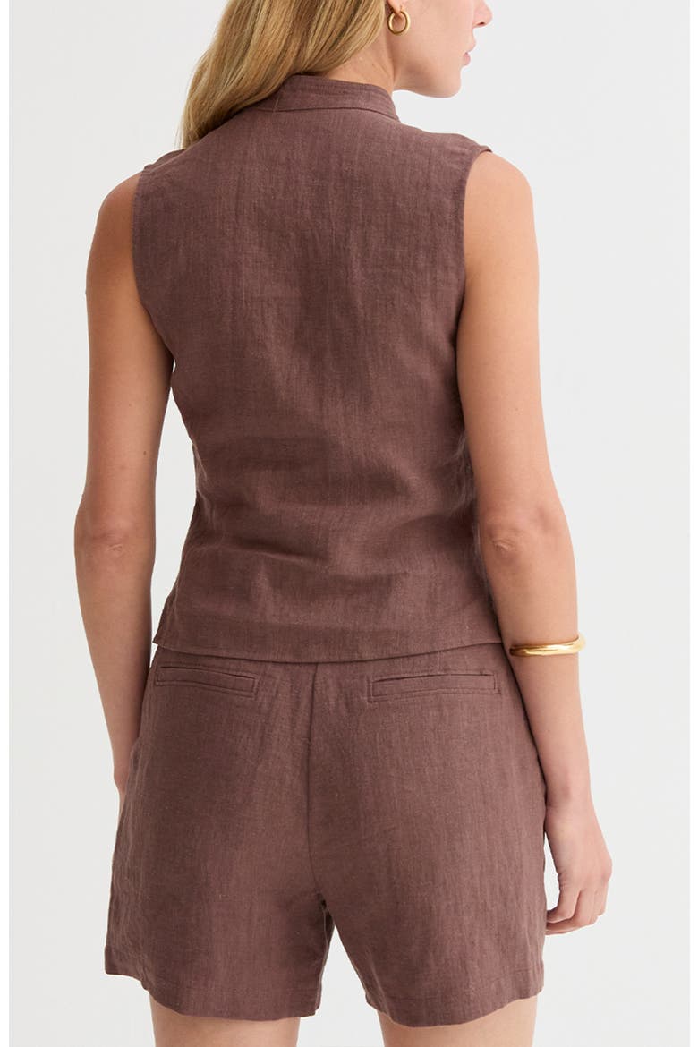 Sleeveless Mandarin Collar Blouse Top, Alternate, color, Brown
