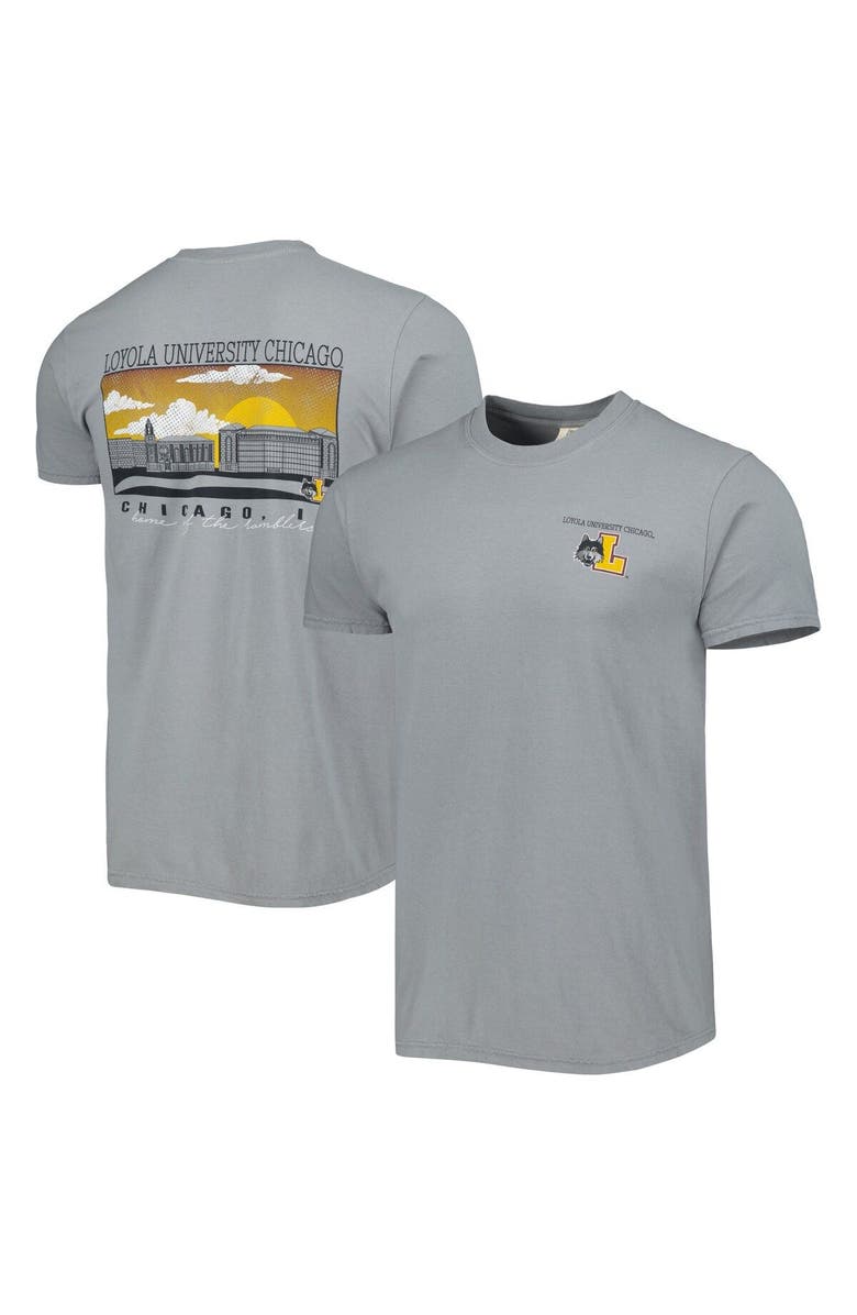 IMAGE ONE Men's Gray Loyola Chicago Ramblers Campus Scenery Comfort Color T-Shirt, Main, color, 
