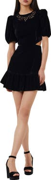 French Connection Ilvana Embroidered Cutout Velvet Minidress