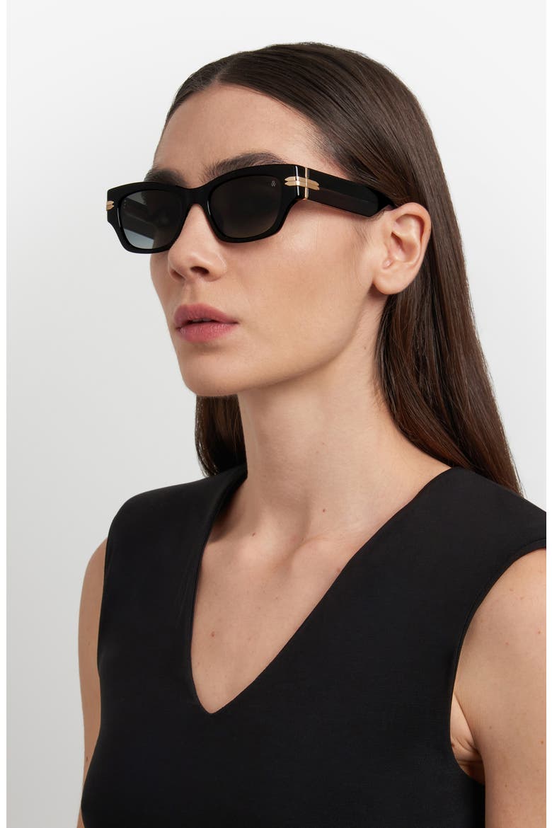 52mm Gradient Rectangular Sunglasses, Alternate, color, BLACK