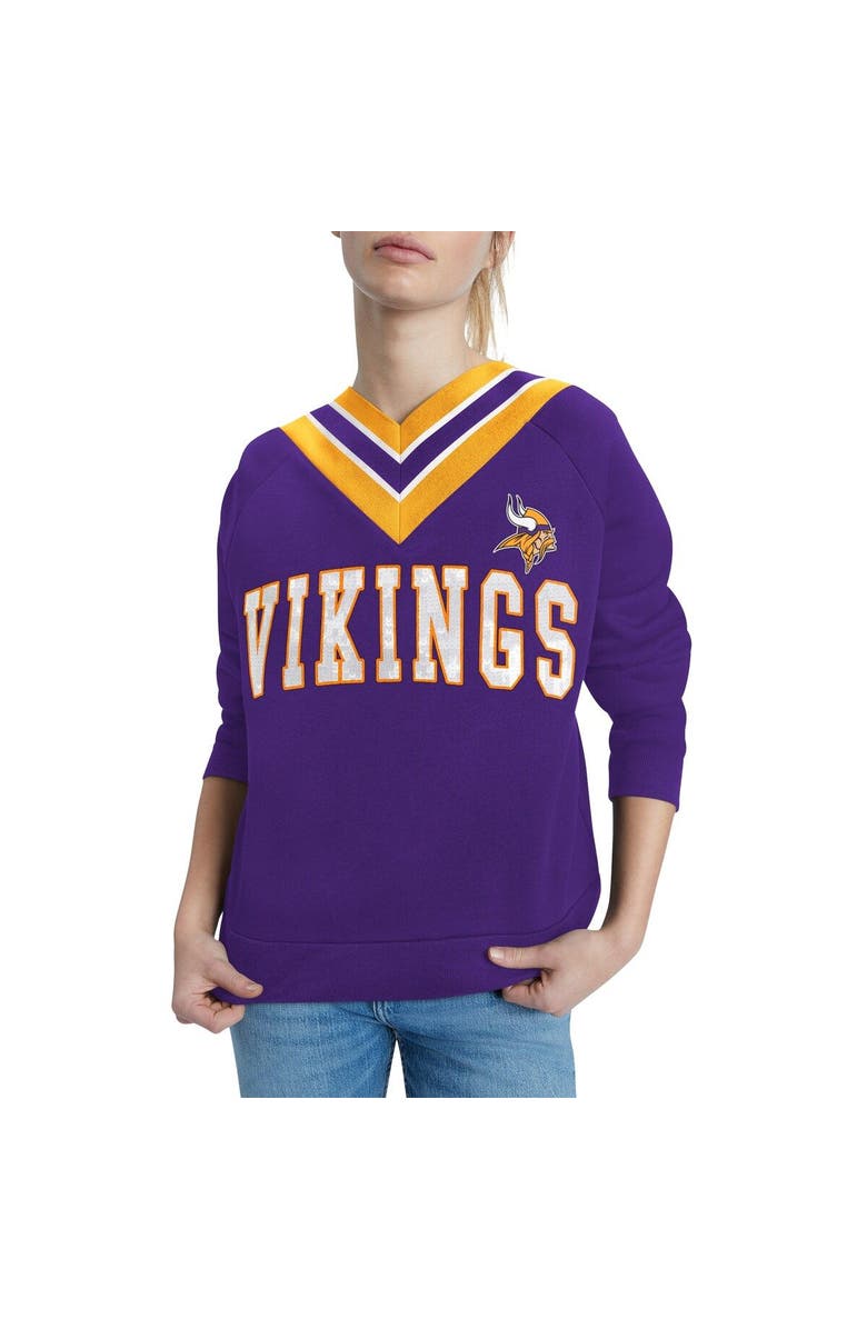 Tommy Hilfiger Women's Tommy Hilfiger Purple Minnesota Vikings Heidi Raglan V-Neck Sweater, Alternate, color,