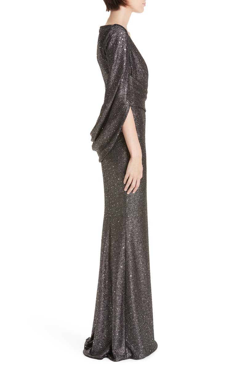 Talbot Runhof Sequined V-Neck Evening Dress, Alternate, color, 