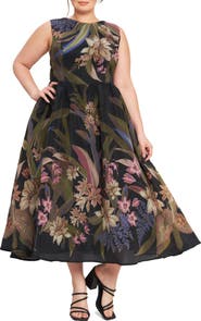 FLYING TOMATO Floral Sleeveless Fit & Flare Midi Dress
