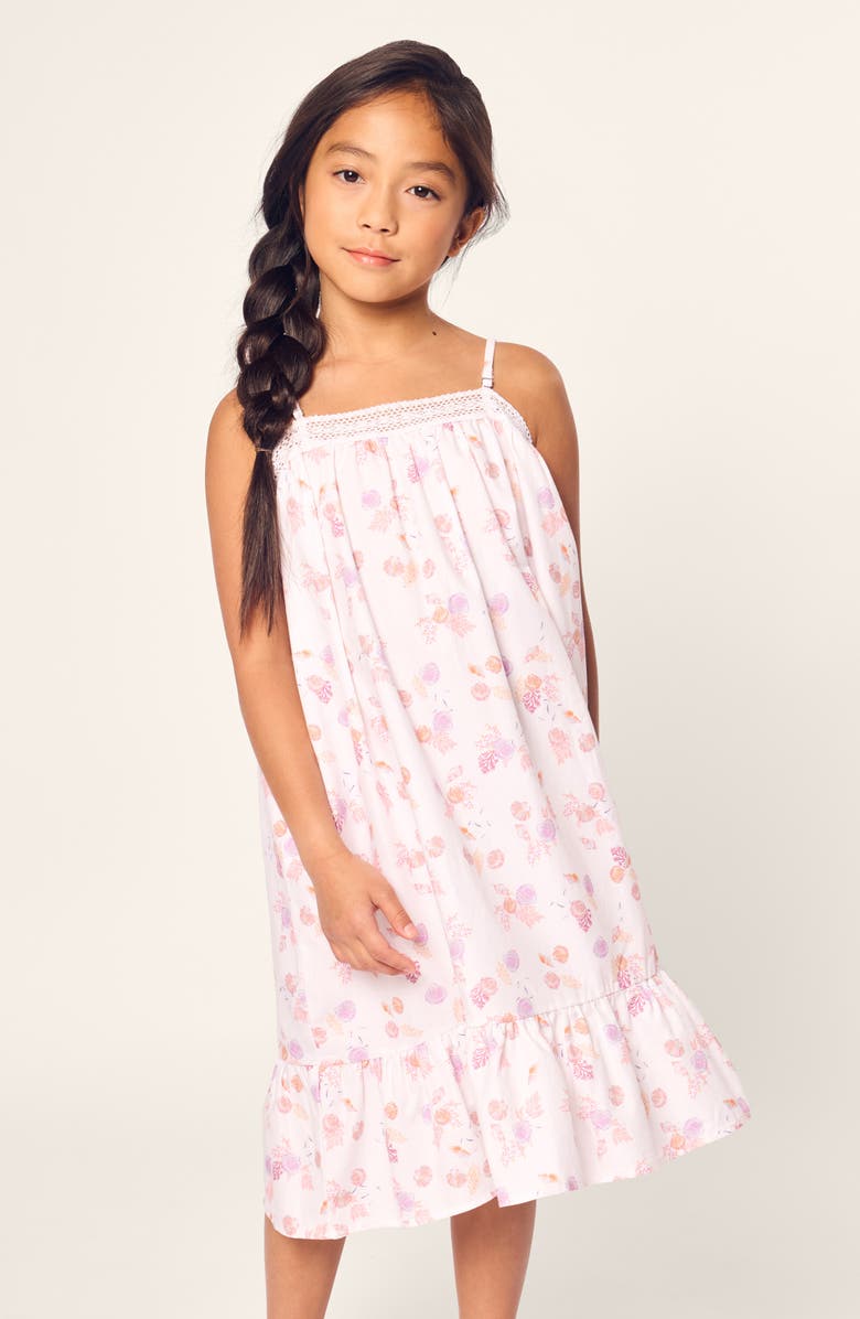 Petite Plume Kids' Lily Seashell Print Nightgown, Main, color,
