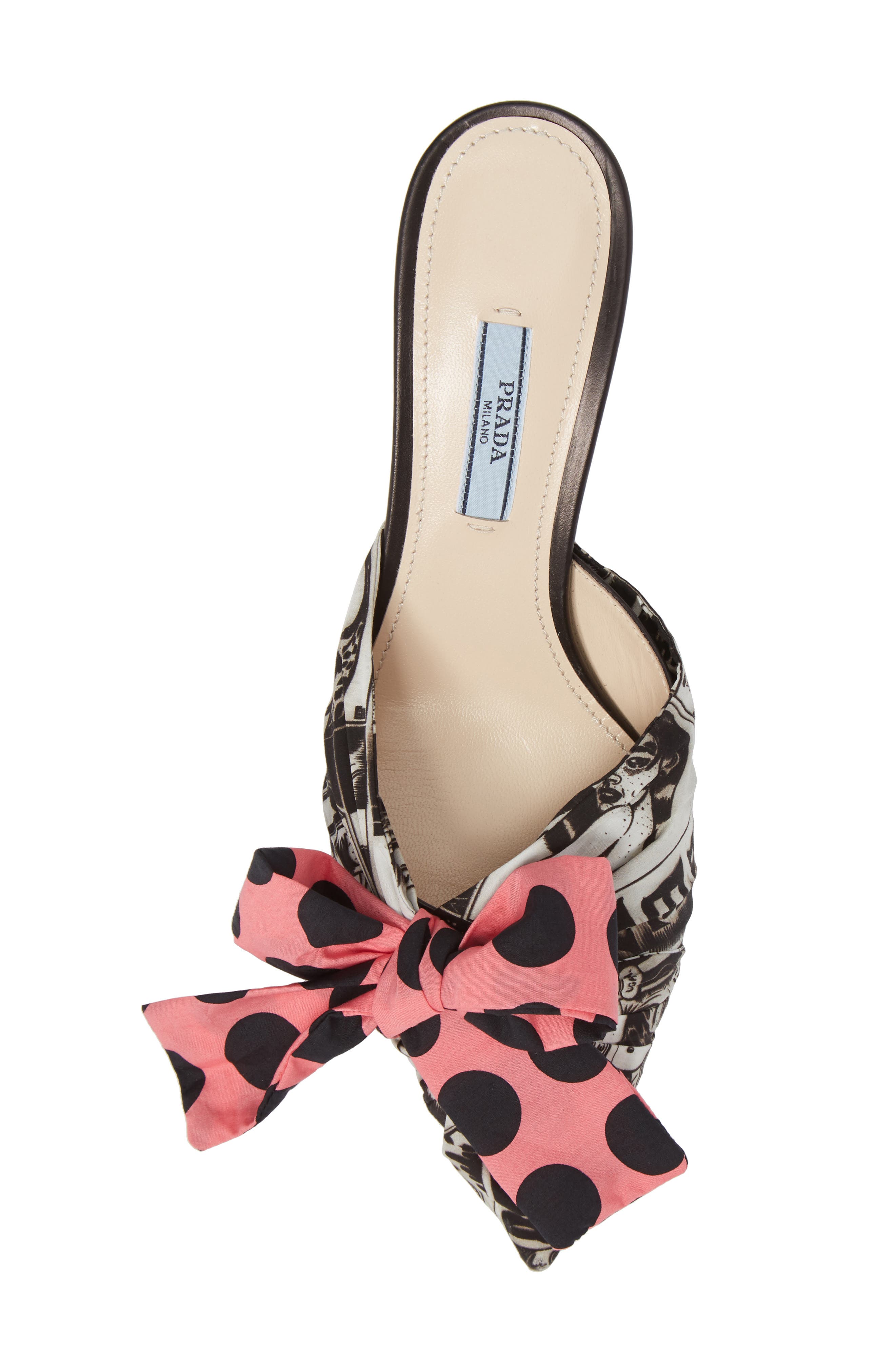 Prada Bow Pointy Toe Mule, Alternate, color, 