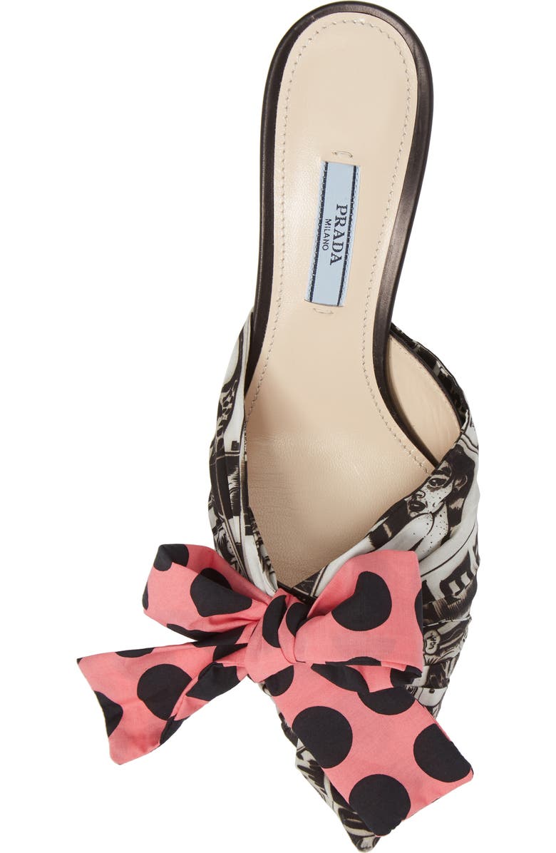 Prada Bow Pointy Toe Mule, Alternate, color,