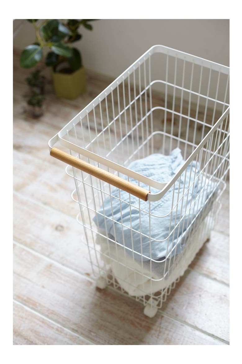 Slim Rolling Laundry Hamper, Alternate, color, WHITE