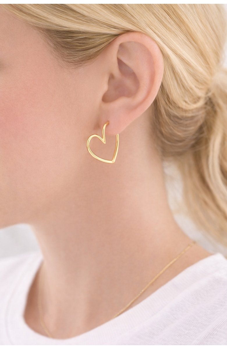 Erin McDermott Jewelry Heart Gold Hoops, Alternate, color, Gold