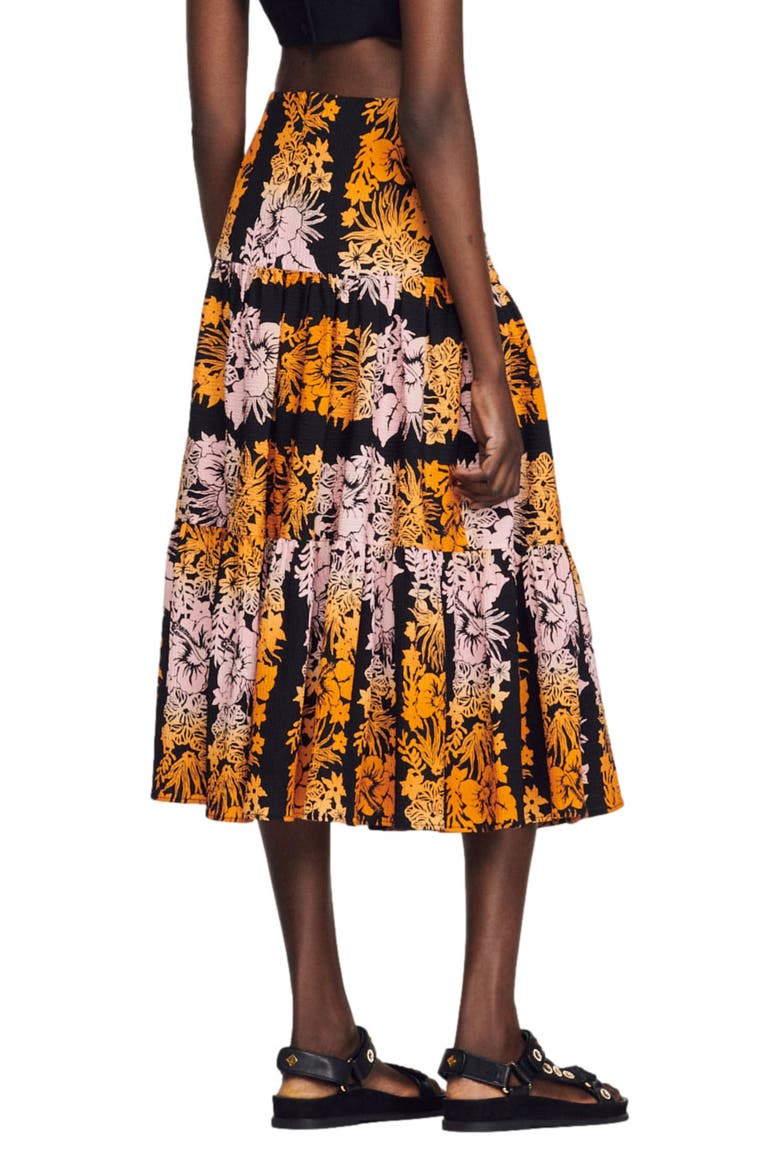 Maddie Floral A-Line Skirt, Alternate, color, NOIR