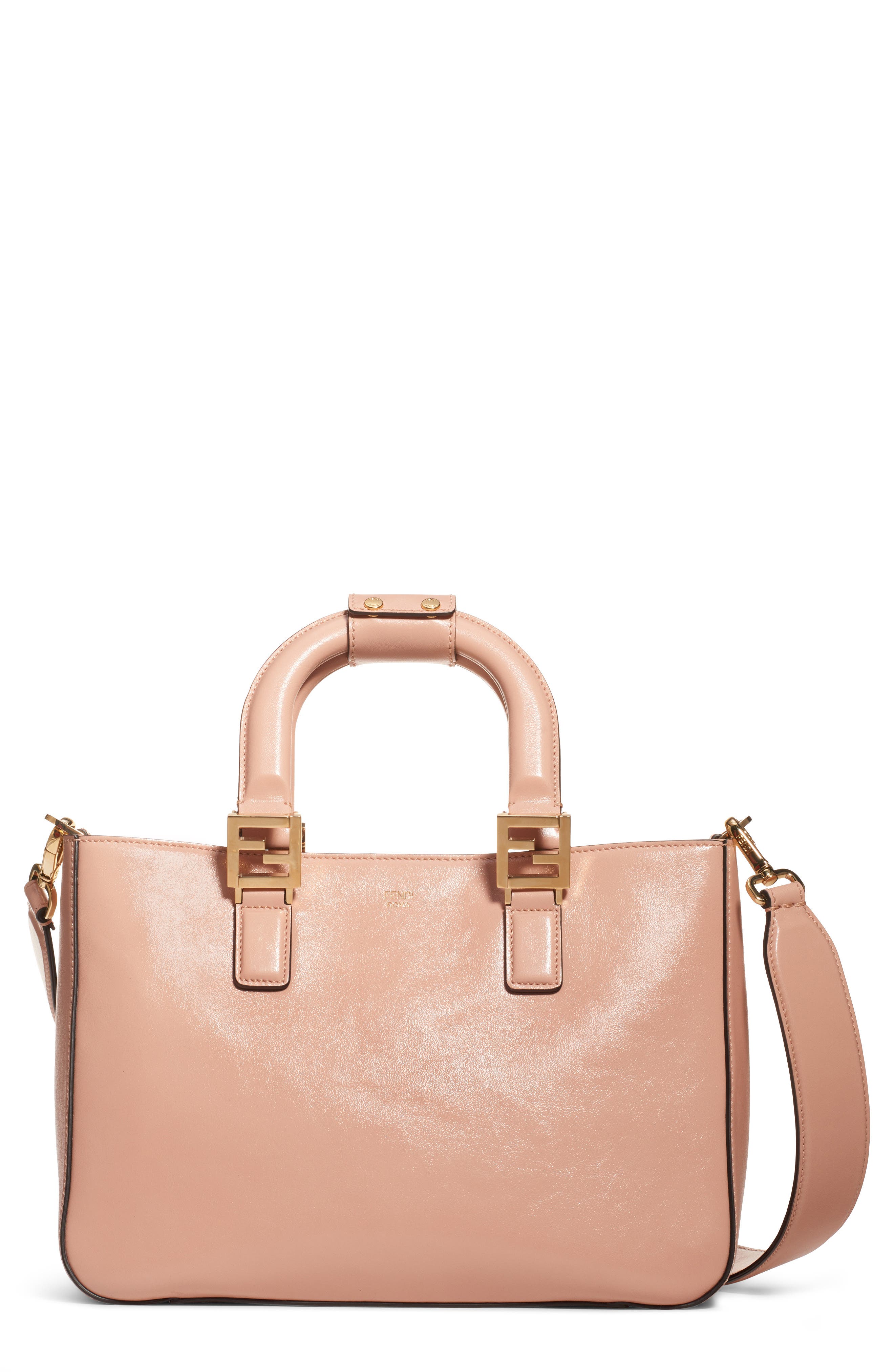 Small Glacier Top Handle Leather Tote, Main, color, ROSA BOURBON/ SOFT GOLD