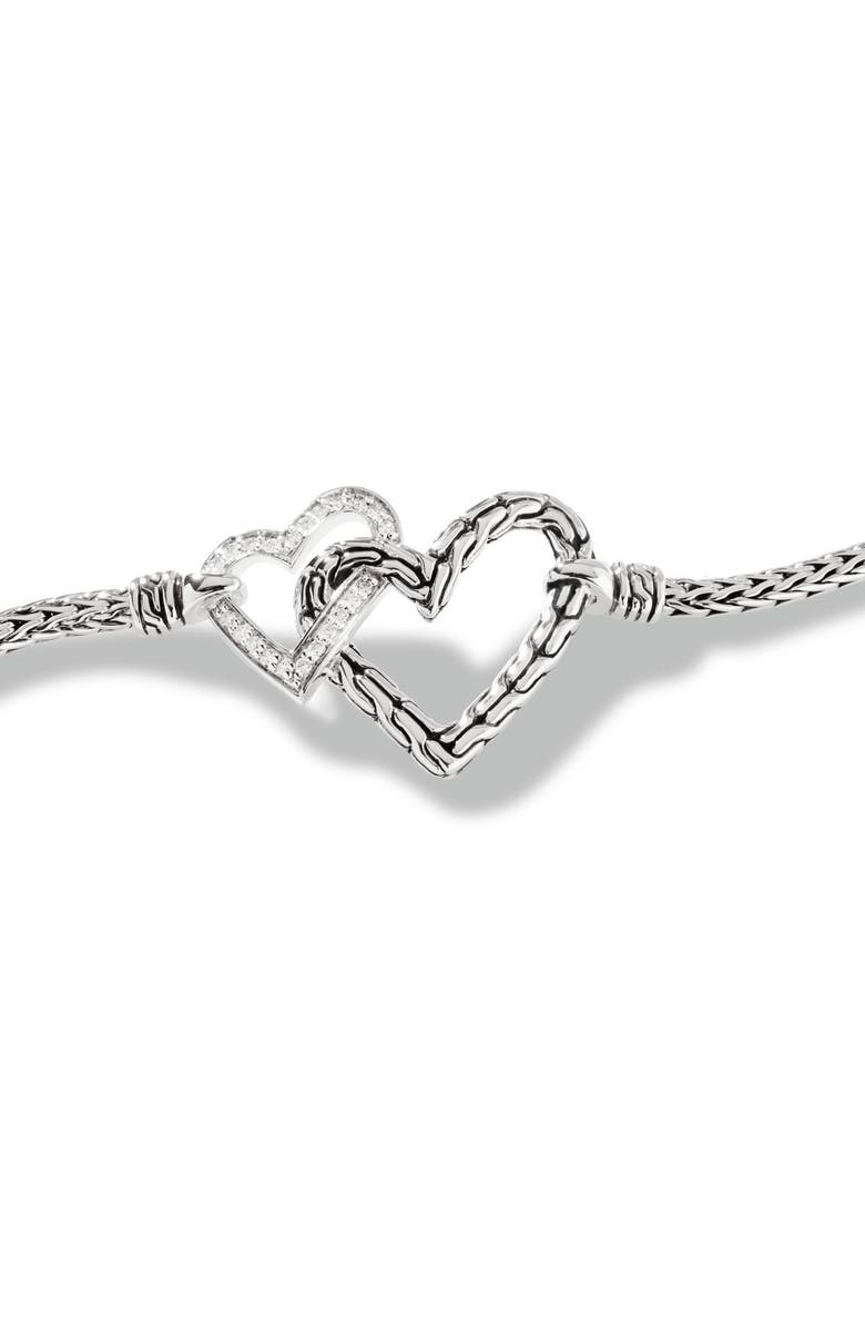 John Hardy Manah Interlocking Pavé Diamond Heart Bracelet, Alternate, color,