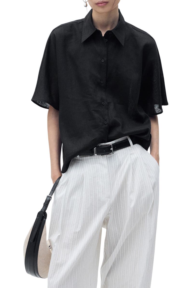 MANGO Pai Linen & Cotton Button-Up Shirt, Main, color,