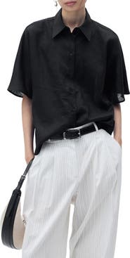 MANGO Pai Linen & Cotton Button-Up Shirt