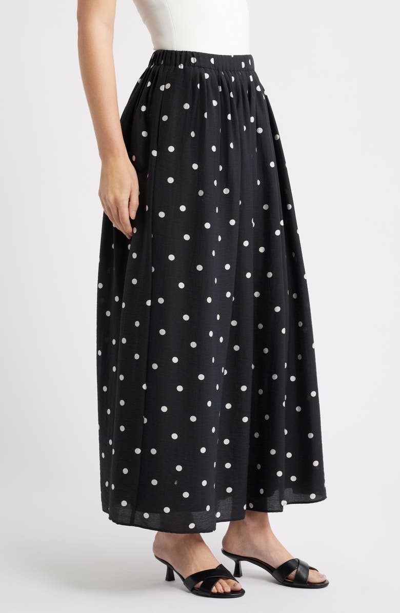 Caslon<sup>®</sup> Print Pleated Maxi Skirt, Alternate, color, Black- Ivory Disorderly Dot