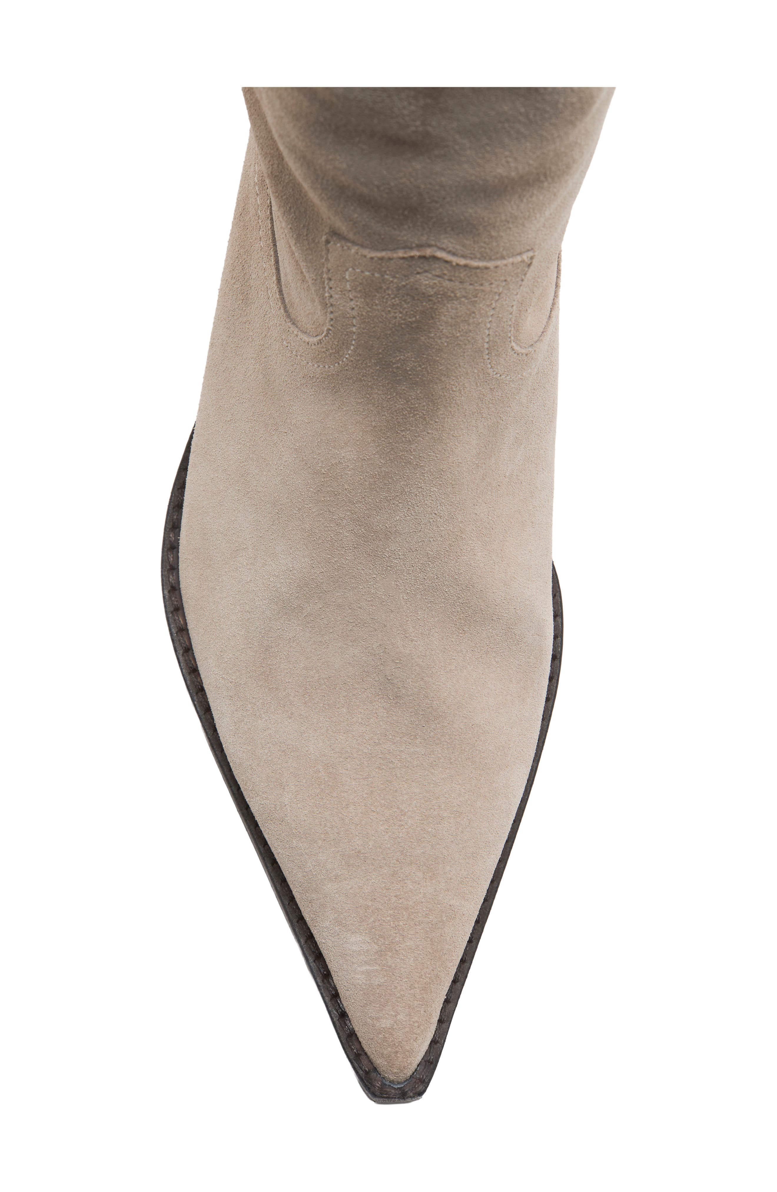 Daisy Slouch Kitten Heel Leather Boot, Alternate, color, LIGHT TAUPE SUEDE