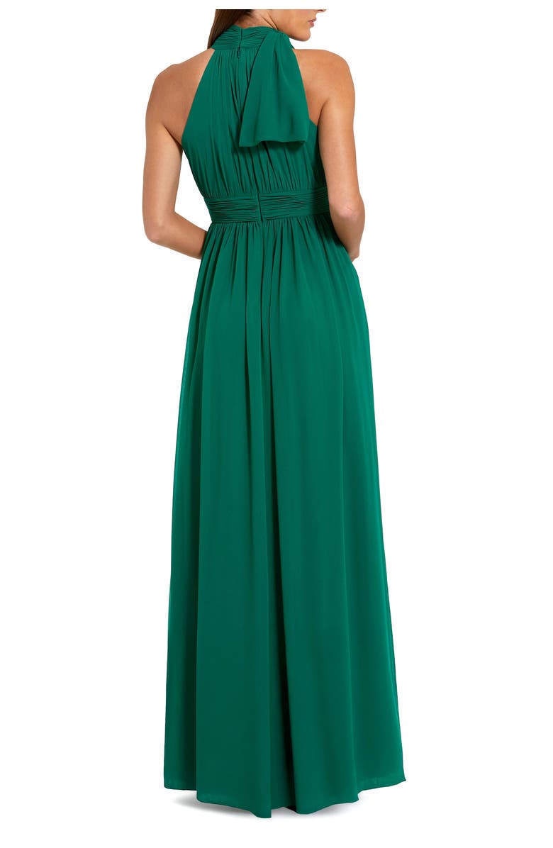 Mac Duggal A Line Chiffon Halter Neck Evening Gown, Alternate, color, Deep Emerald