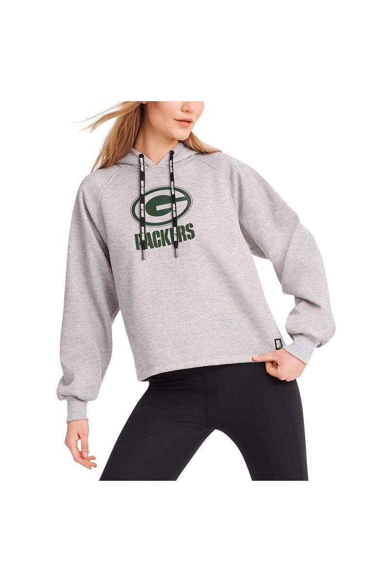 DKNY SPORT Women's DKNY Sport Heather Gray Green Bay Packers Debbie Dolman Raglan Pullover Hoodie, Main, color, Heather Gray
