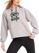 DKNY SPORT Women's DKNY Sport Heather Gray Green Bay Packers Debbie Dolman Raglan Pullover Hoodie