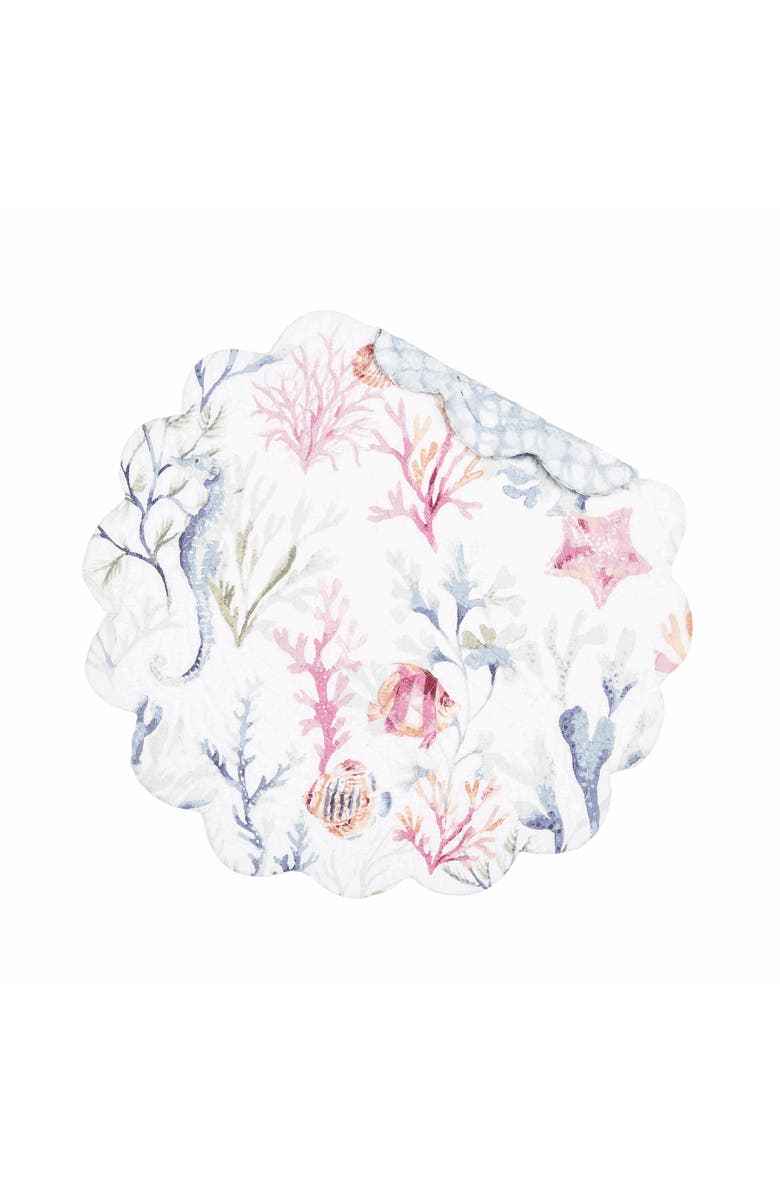 C&F Home Nori Coral Round Placemats Set of 6, 17", Alternate, color, Blue