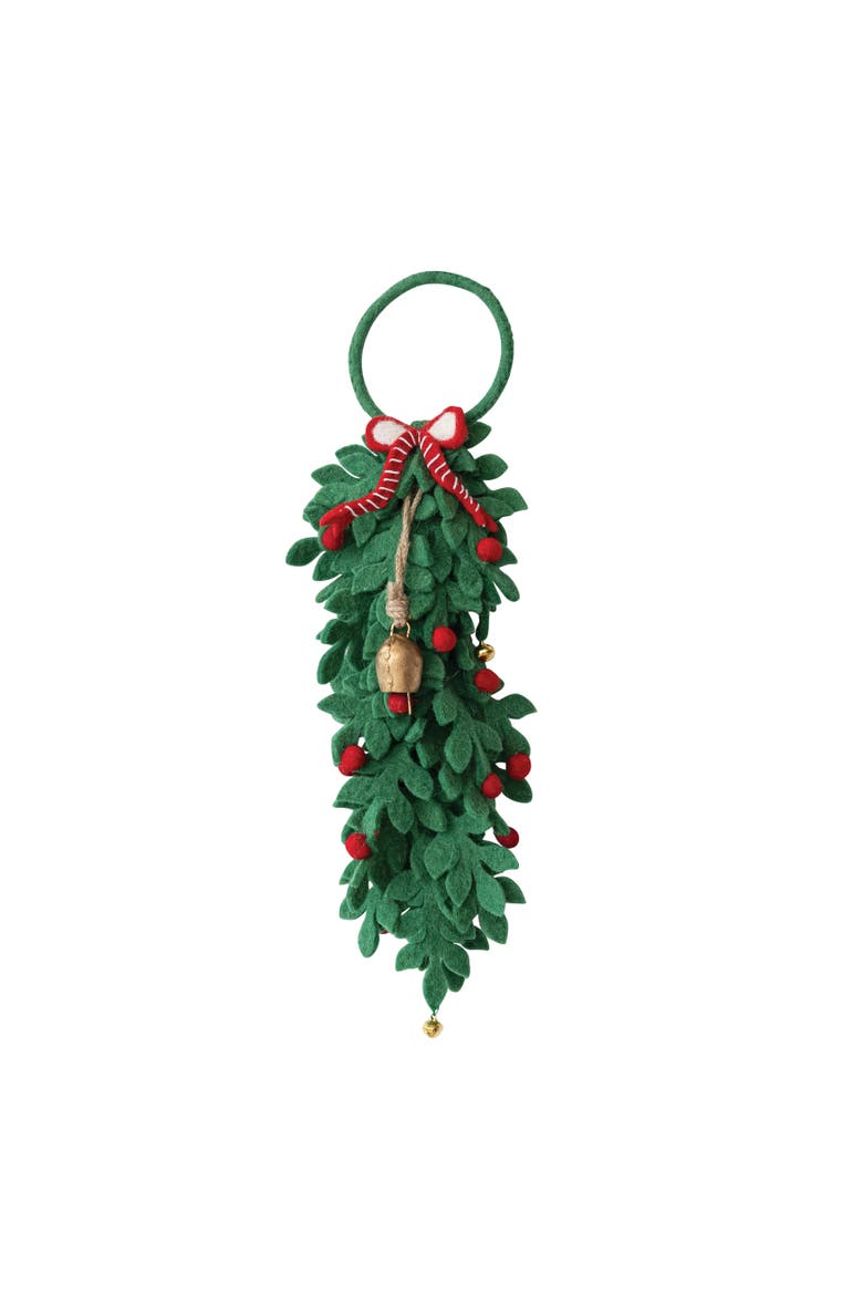 Wool Felt Leaves & Berries Door Hanger with Iron Bells, Main, color, Multicolor