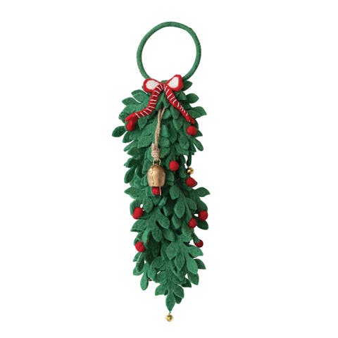 Wool Felt Leaves & Berries Door Hanger with Iron Bells