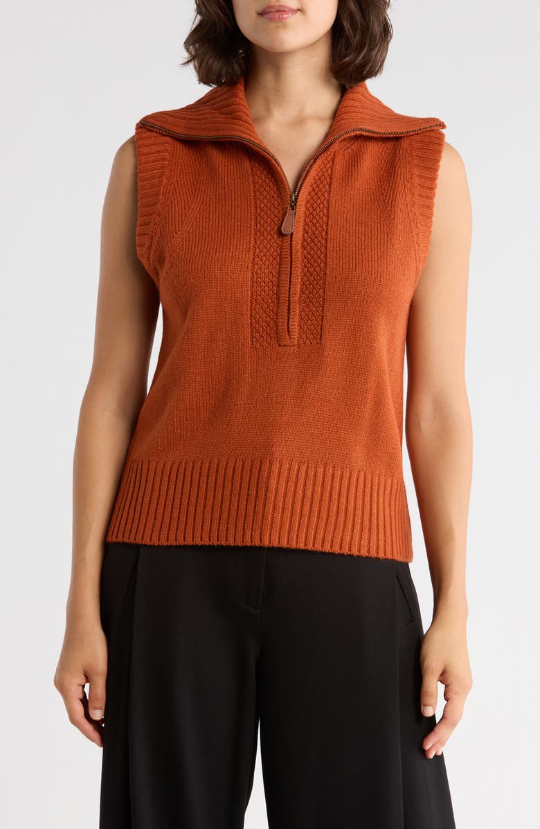Democracy Half Zip Sweater Vest, Main, color, Autumn Leaf