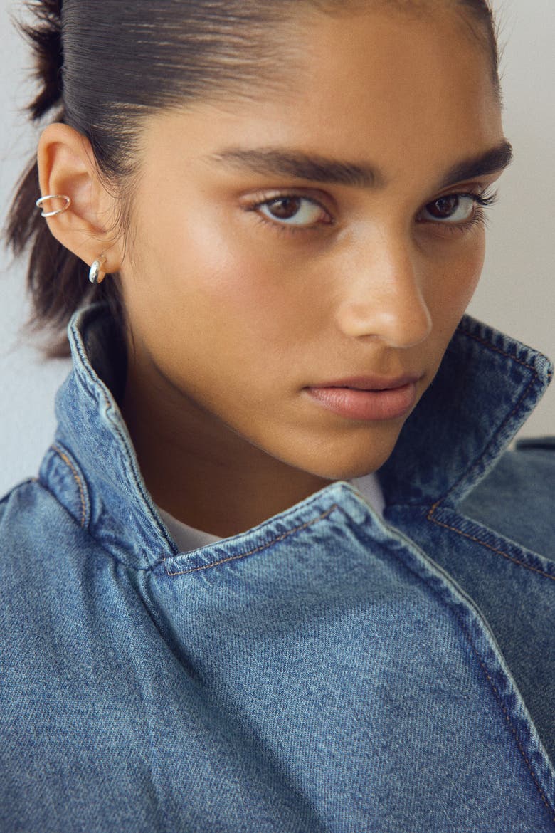 Double-breasted Denim Jacket, Alternate, color, Denim blue